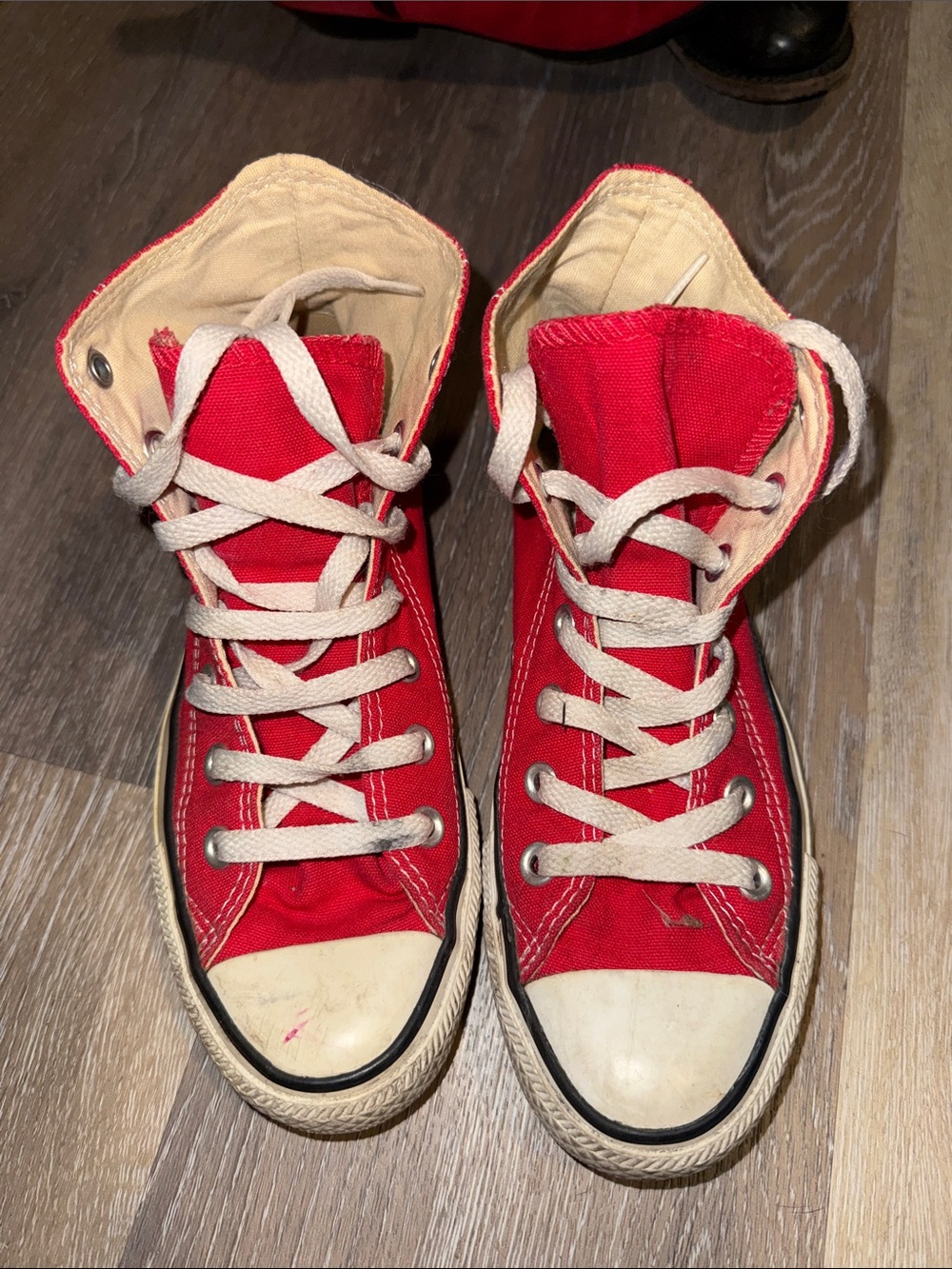 Converse Red Canvas High-Top Sneakers with White Laces